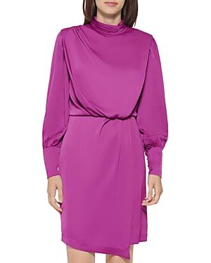 Karl Lagerfeld Paris Mock Neck Satin Dress