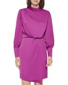 Karl Lagerfeld Paris Mock Neck Satin Dress
