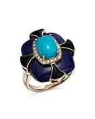 Bloomingdale's Turquoise, Onyx, Lapis Lazuli & Diamond Statement Ring In 14k Yellow Gold - 100% Exclusive