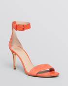 Tory Burch Open Toe Ankle Strap Sandals - Classic Suede High Heel