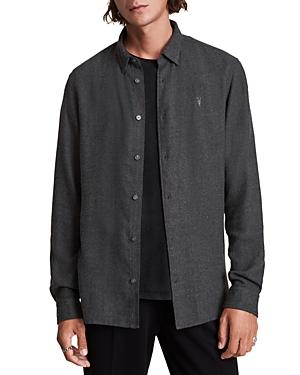 Allsaints Hemlock Brushed Melange Flannel Slim Fit Button Down Shirt