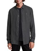 Allsaints Hemlock Brushed Melange Flannel Slim Fit Button Down Shirt