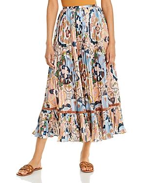 See By Chloe Pleated Metallic Print Skirt