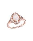 Bloomingdale's Opal & Diamond Halo Ring In 14k Rose Gold - 100% Exclusive