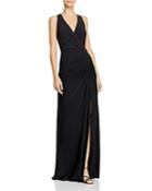 Adrianna Papell Embellished Faux-wrap Mermaid Gown