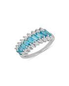 Bloomingdale's Swiss Blue Topaz & Diamond Band In 14k White Gold - 100% Exclusive