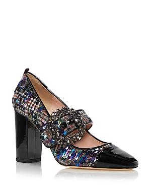 Sjp By Sarah Jessica Parker Women's Winnie Crystal Buckle Sequined High Heel Mary Jane Pumps