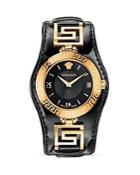 Versace Signature Rose Gold & Black Dial Watch, 35mm