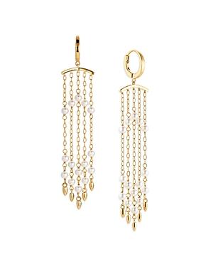 Nadri La Vie Nacre Pearl Fringe Chandelier Earrings In 18k Gold Plated