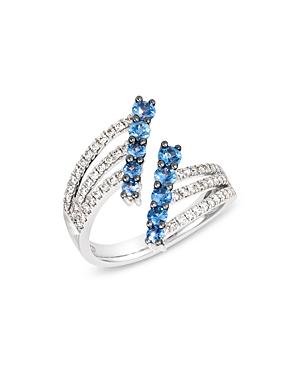 Bloomingdale's Blue Sapphire & Champagne Diamond Ring In 14k White Gold - 100% Exclusive