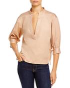 Rebecca Taylor Twill Tie Sleeve Blouse