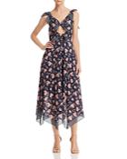 La Vie Rebecca Taylor Adelle Floral & Dot Print Cutout Dress