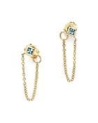 Zoe Chicco 14k Yellow Gold Draped Chain Stud Earrings With Aquamarine - 100% Exclusive