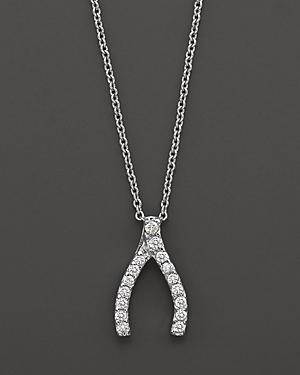 Roberto Coin 18 Kt. White Gold/diamond Wishbone Necklace