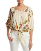 Status By Chenault Floral-print Tie-waist Top