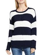Two By Vince Camuto Stripe Drop Shoulder Cable Sweater