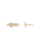 Adinas Jewels Arrow Pierced Pave Heart Stud Earrings