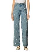 Sandro Flower Embroidered Ankle Jeans In Blue Jean