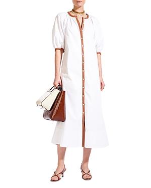 Staud Vincent Faux Leather Trimmed Dress