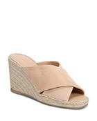 Vince Women's Gaelan Square Toe Brown Crossover Espadrille Wedge Sandals