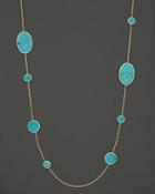 Ippolita 18k Yellow Gold Polished Rock Candy Circle Oval Station Necklace In Turquoise