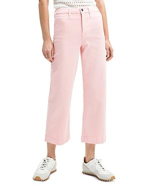 Jen7 Crop Wide Leg Welt Pocket Jeans In Coral Pink