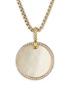 David Yurman 18k Yellow Gold Dy Elements Disc Pendant With Mother-of-pearl & Diamonds
