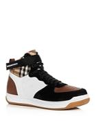 Burberry Men's Dennis Vintage Check Leather High-top Sneakers