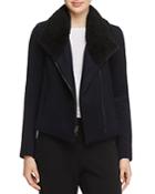 Vince Faux Shearling Collar Double-faced Jacket