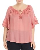 Lucky Brand Plus Bell-sleeve Peasant Top