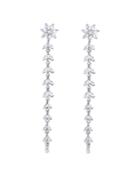 Shashi Cubic Zirconia Flower Linear Drop Earrings In White Gold Plated
