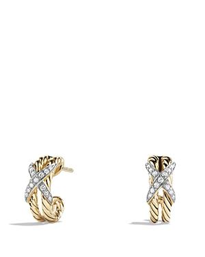 David Yurman X Double Cable Hoop Earrings With Diamonds In 18k Yellow Gold