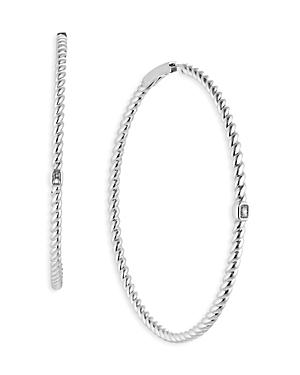 Nadri Golden Hour Cubic Zirconia Large Hoop Earrings In Rhodium Plated