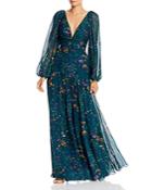 Amur Twist-front Floral Silk Long Sleeve Maxi Dress