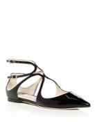 Jimmy Choo Women's Lancer Patent Leather Ankle Strap Flats