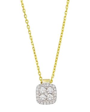 Frederic Sage 18k White & Yellow Gold Firenze Diamond Small Cushion Pendant Necklace, 16