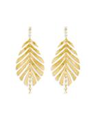 Hueb 18k Yellow Gold Bahia Diamond Open Leaf Drop Earrings