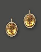 14k Yellow Gold Bezel Set Large Drop Earrings With Citrine