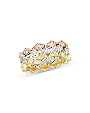 Bloomingdale's Diamond Multi-row Ring In 14k White, Yellow & Rose Gold, 0.50 Ct. T.w. - 100% Exclusive