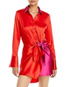 Aqua Color Block Tie Wrap Mini Dress - 100% Exclusive