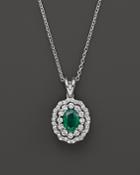 Emerald And Diamond Pendant Necklace In 14k White Gold, 16 - 100% Exclusive