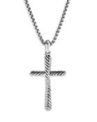 David Yurman Sterling Silver Amulets Diamond Draped Cross Pendant