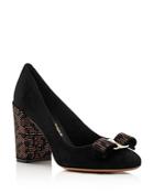 Salvatore Ferragamo Women's Vara Suede Embellished Block-heel Pumps