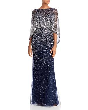 Teri Jon By Rickie Freeman Embellished Capelet Gown