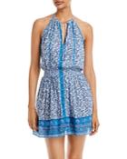 Poupette St. Barth Carine Floral Border Print Mini Dress