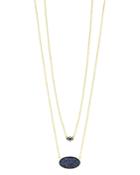 Freida Rothman Oval Pave Double Pendant Necklace In Rhodium & 14k Gold-plated Sterling Silver, 16-18