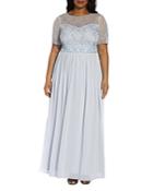 Adrianna Papell Plus Beaded Chiffon Gown