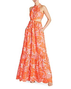 Ml Monique Lhuillier Printed Cutout Dress