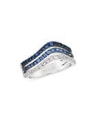Bloomindale's Sapphire Triple Row Band Ring In 14k White Gold - 100% Exclusive