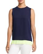 Theory Lewie Color-blocked Silk Top
